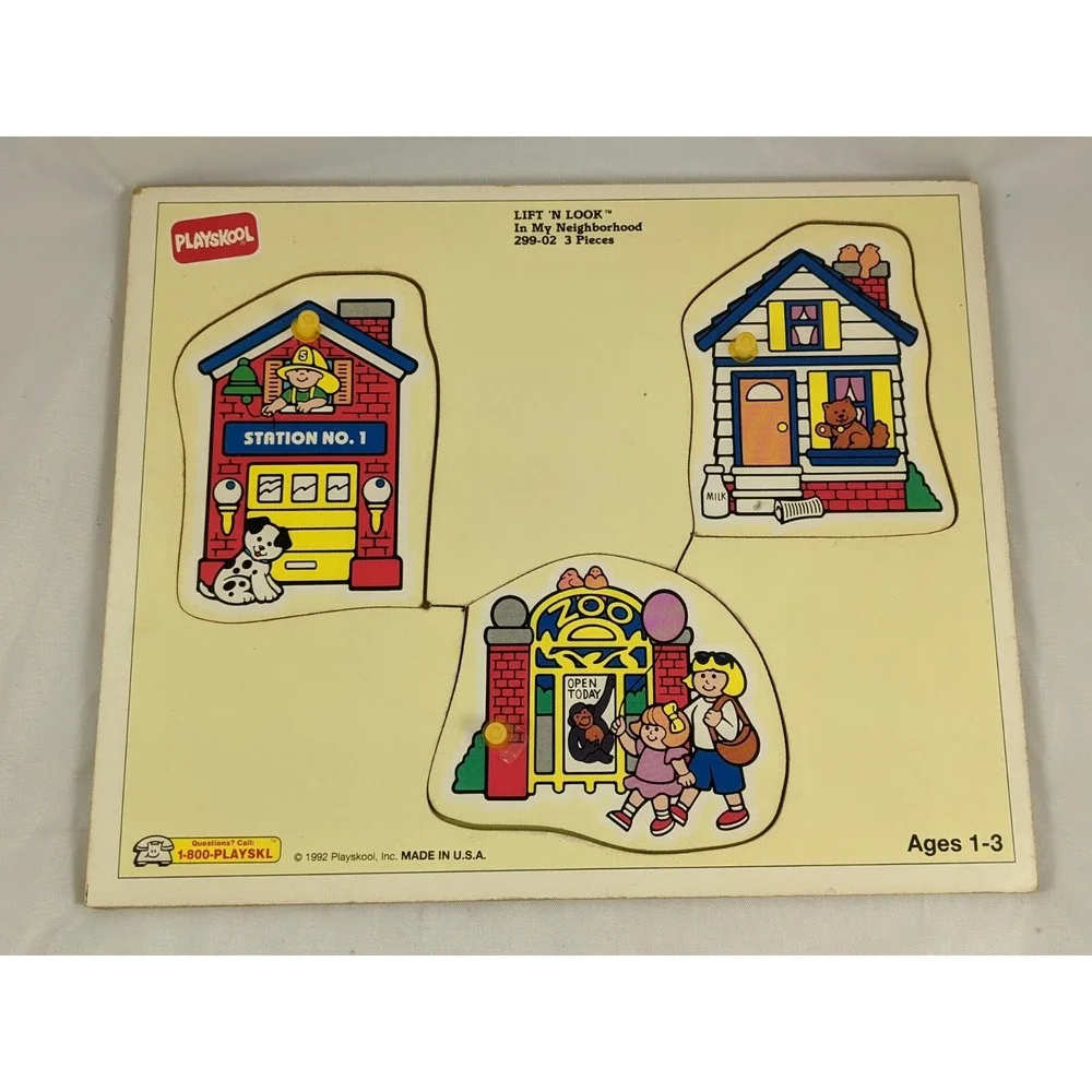 Playskool Lift n Look In My Neighborhood‎ Puzzle 3 Pc 1992